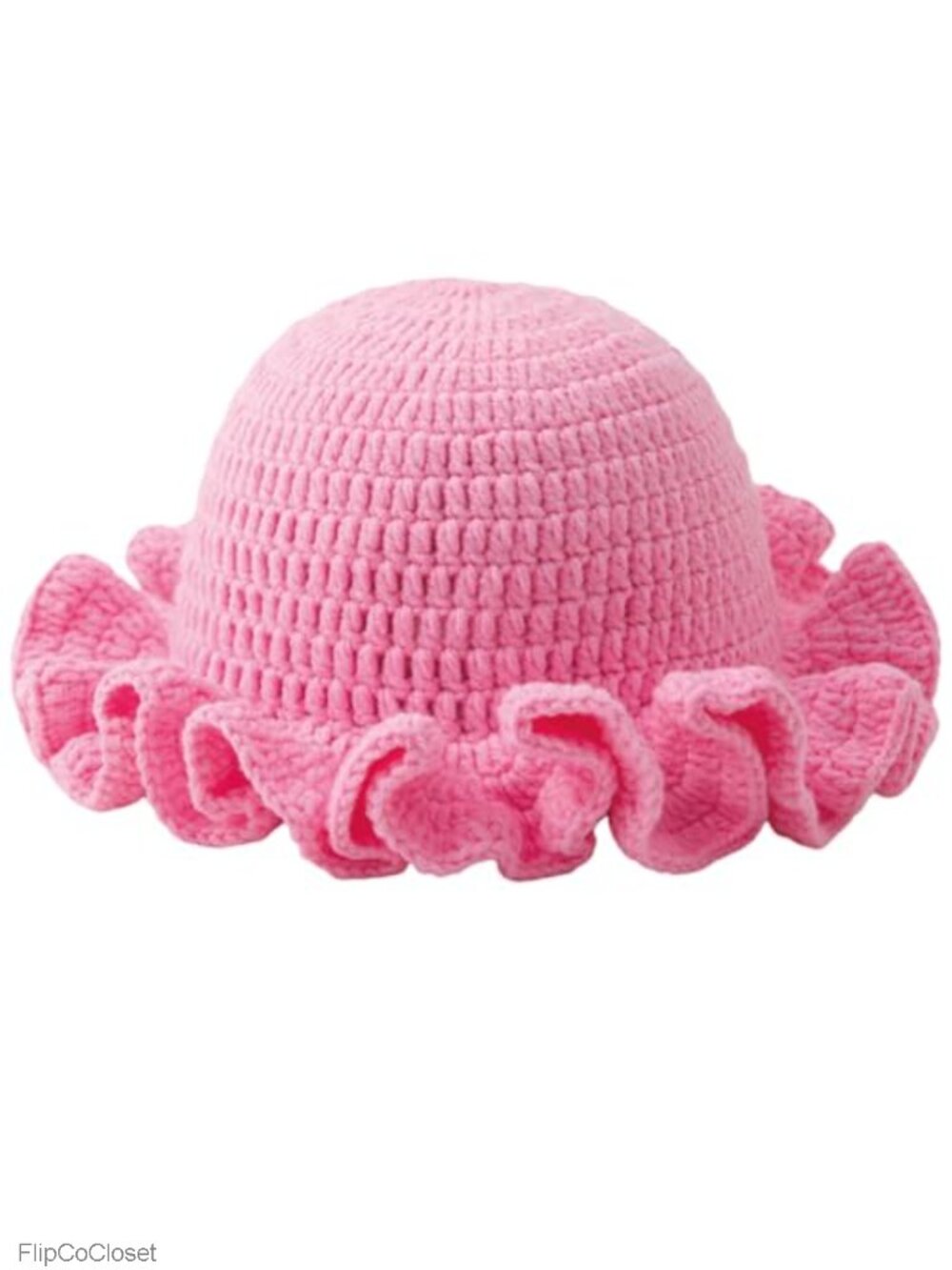 Handmade Crochet Bucket Hat Ruffled Brim Knitted Winter Boho Caps